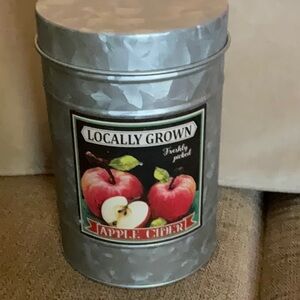 Retro Vintage Metal Tin Canister w Locally Grown Apple Cider Label Hobby Lobby
